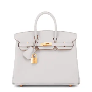 Hermes Gris Perle Birkin 25cm Swift Gold Hardware