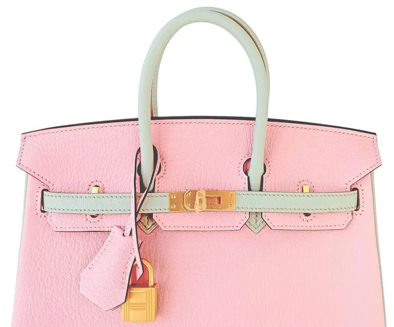 Hermes HSS Bi-Color Rose Sakura Gris Perle 25cm Chevre Birkin Special Order Exclusive