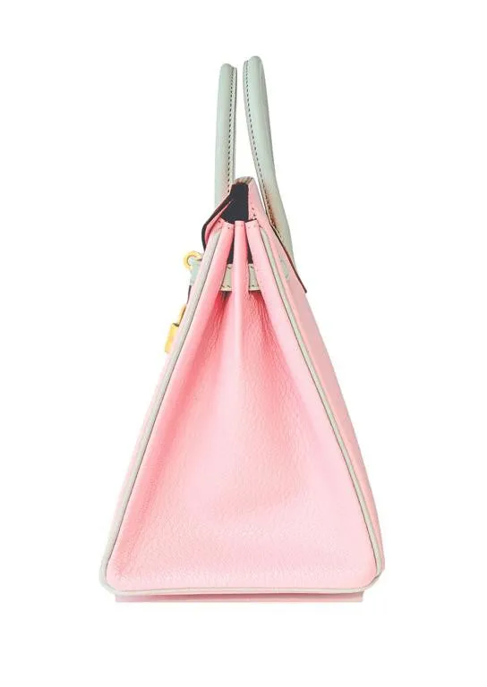 Hermes HSS Bi-Color Rose Sakura Gris Perle 25cm Chevre Birkin Special Order Exclusive