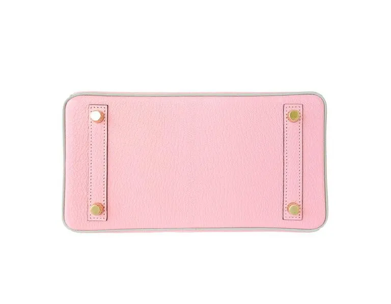 Hermes HSS Bi-Color Rose Sakura Gris Perle 25cm Chevre Birkin Special Order Exclusive