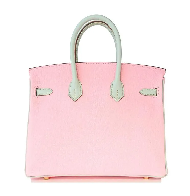 Hermes HSS Bi-Color Rose Sakura Gris Perle 25cm Chevre Birkin Special Order Exclusive