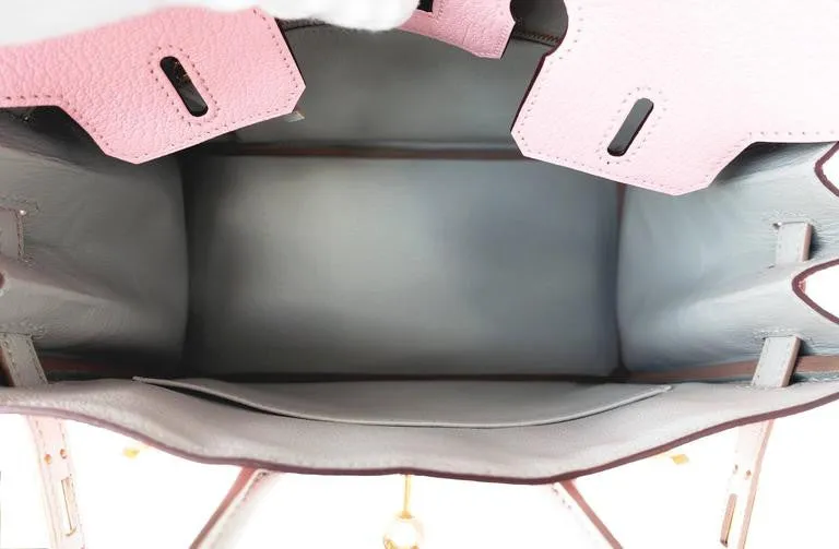 Hermes HSS Bi-Color Rose Sakura Gris Perle 25cm Chevre Birkin Special Order Exclusive