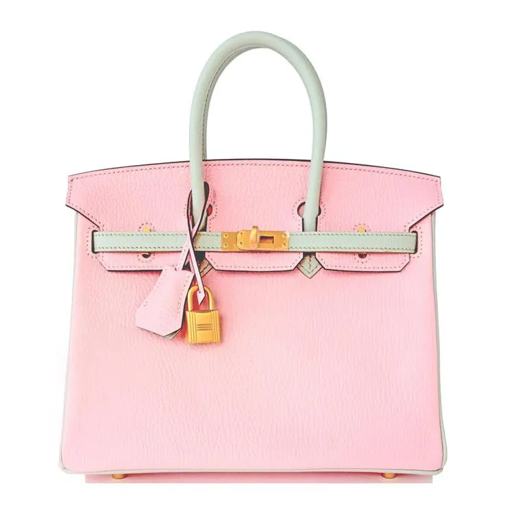 Hermes HSS Bi-Color Rose Sakura Gris Perle 25cm Chevre Birkin Special Order Exclusive