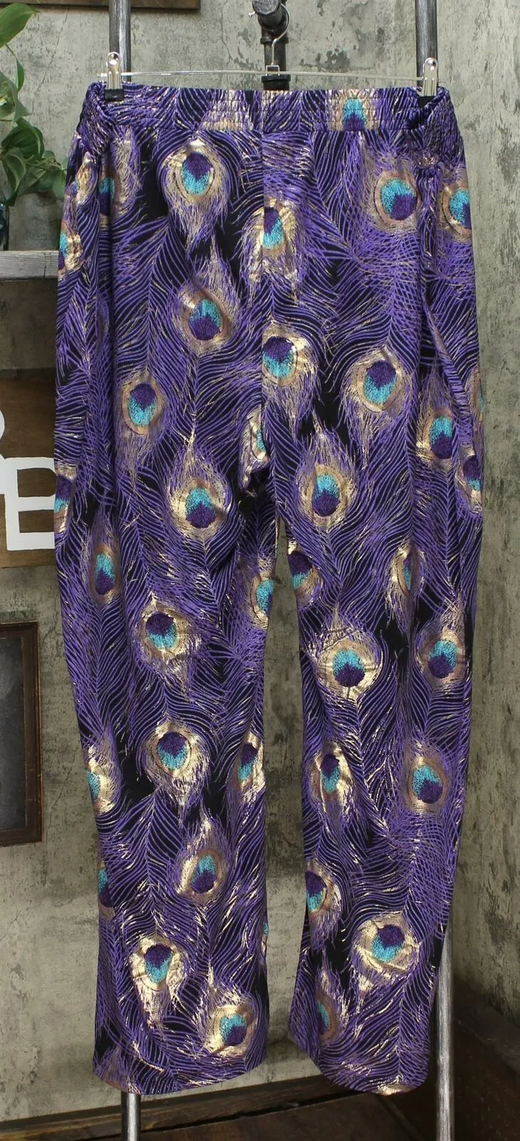 IMAN Women's Tall Global Chic Luxury Resort Peacock Palazzo Pants
