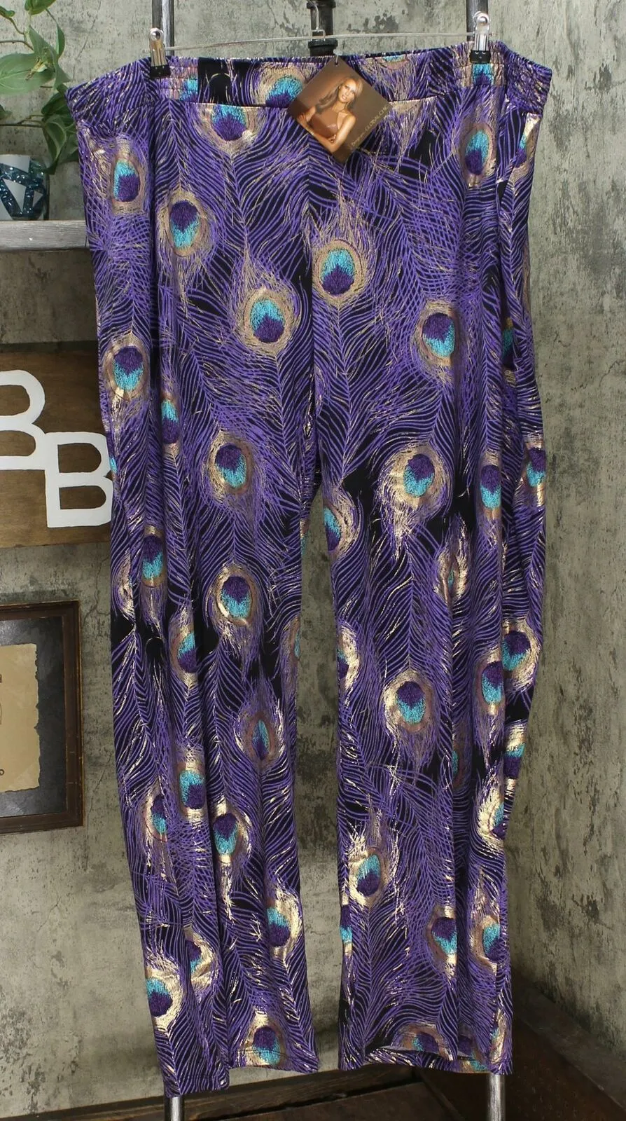 IMAN Women's Tall Global Chic Luxury Resort Peacock Palazzo Pants