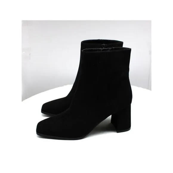INC Womens Black Arch Support Dasha Square Toe Block Heel Zip-Up Booties 9 M