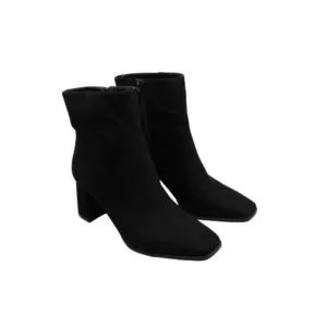 INC Womens Black Arch Support Dasha Square Toe Block Heel Zip-Up Booties 9 M