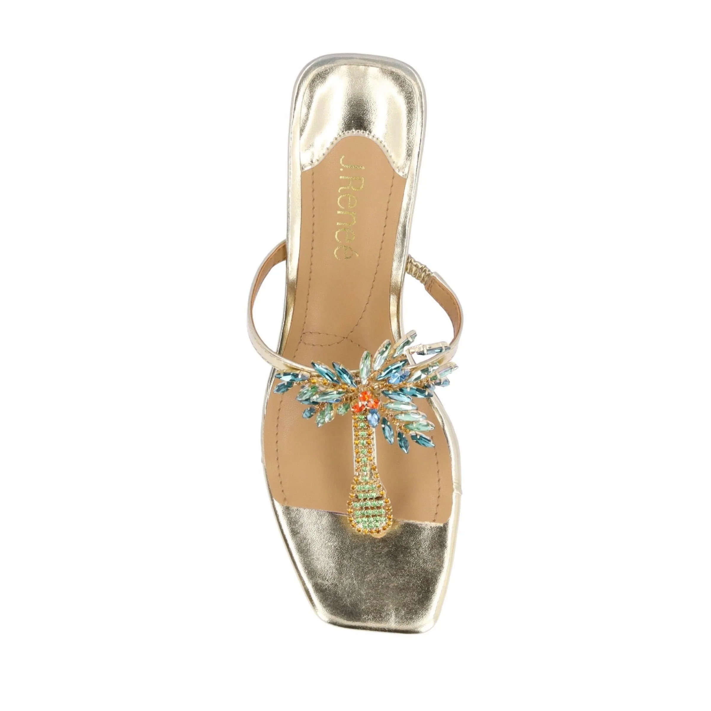 J. RENEE Palmy Block Heel Sandal Gold Size 8 NWOB