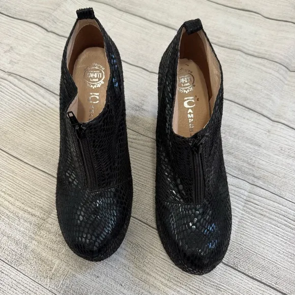 Jeffrey Campbell Black Snakeskin Bootie Platforms
