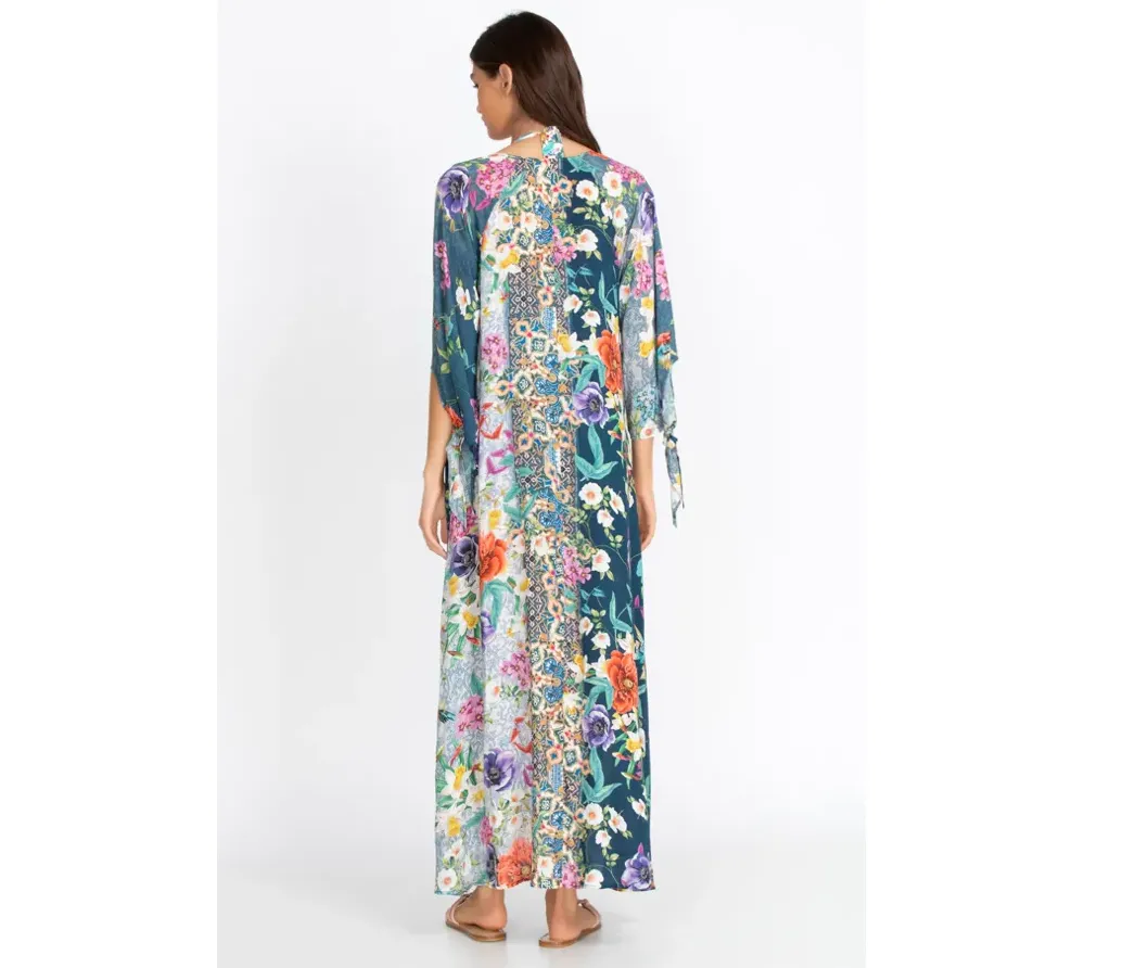 Johnny Was Sunrise Blue Flower Swim Resort Cover Up Floral Paria Shirt Dress XXL NEW