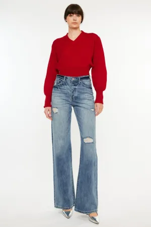 Kancan Distressed High Waist Bootcut Jeans ONLINE EXCLUSIVE