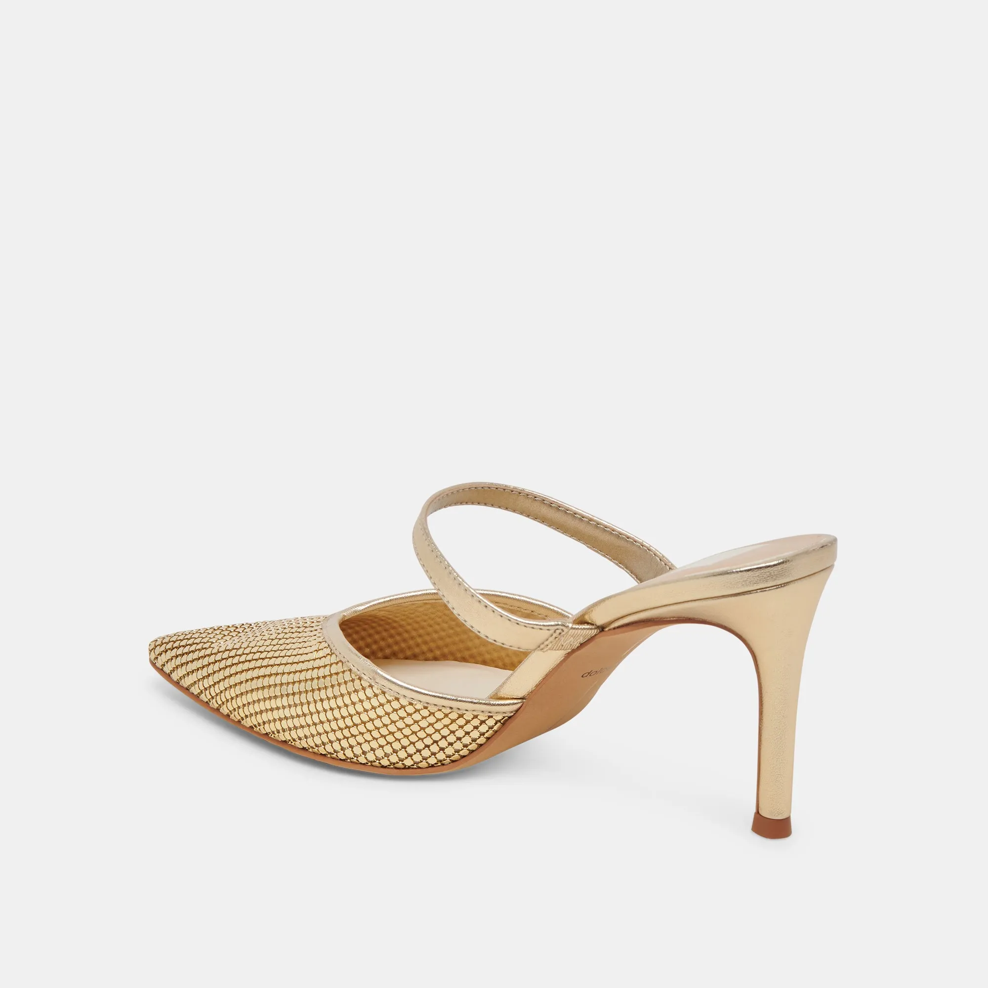 KANIKA MESH HEELS GOLD METALLIC MESH