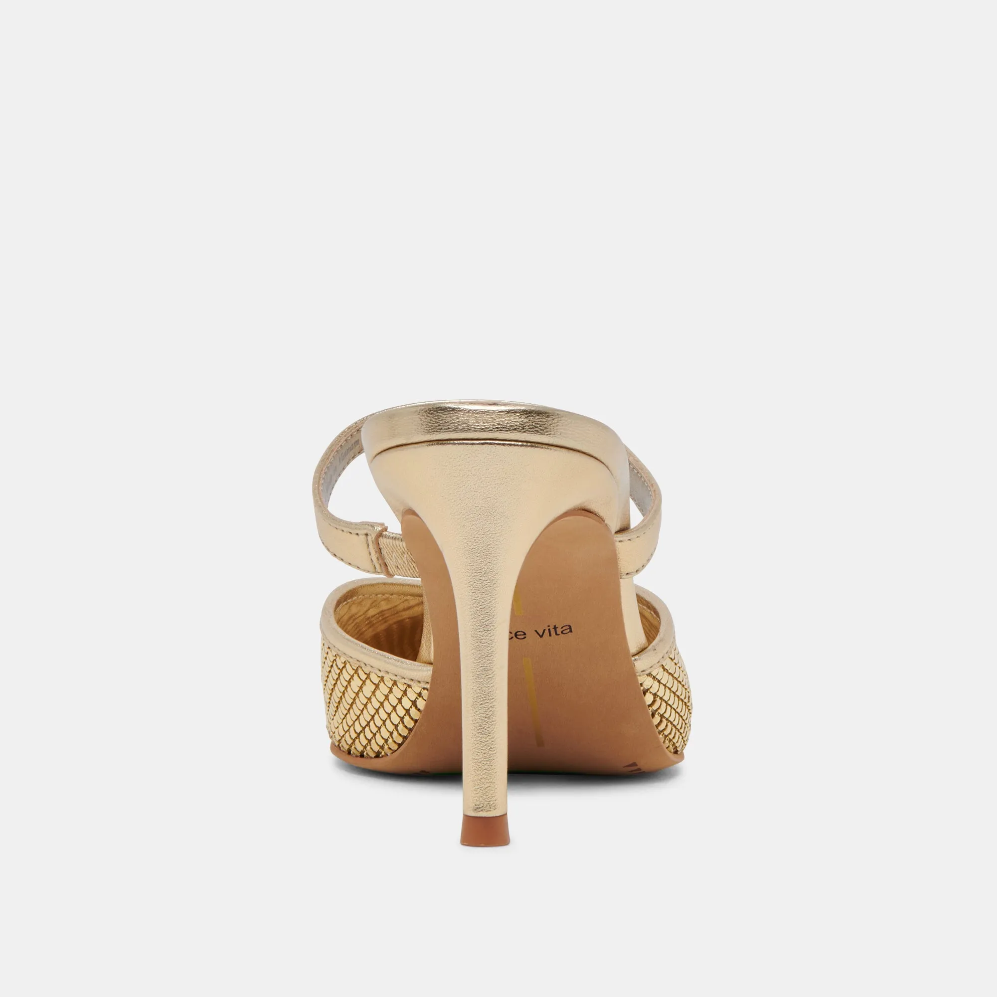 KANIKA MESH HEELS GOLD METALLIC MESH