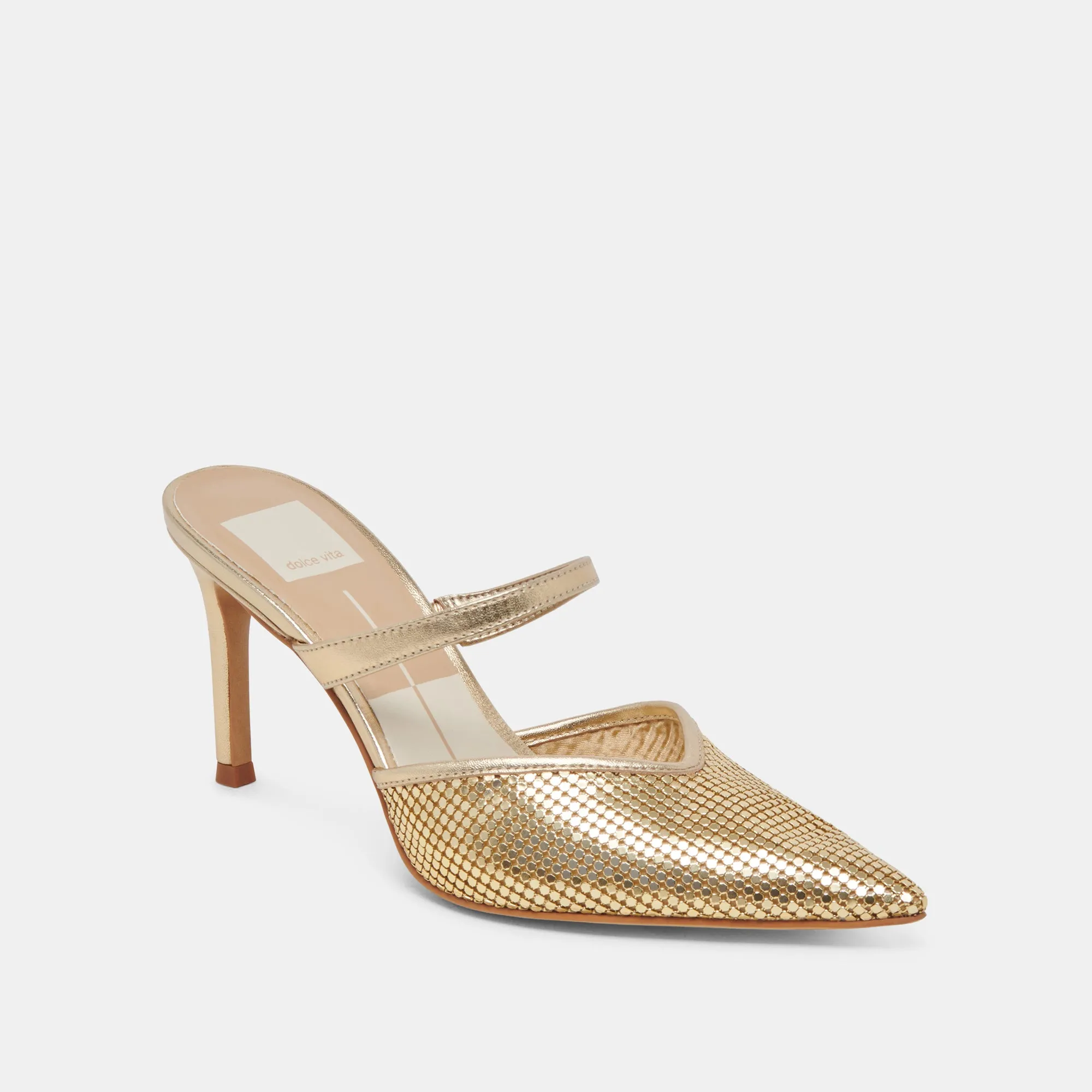KANIKA MESH HEELS GOLD METALLIC MESH