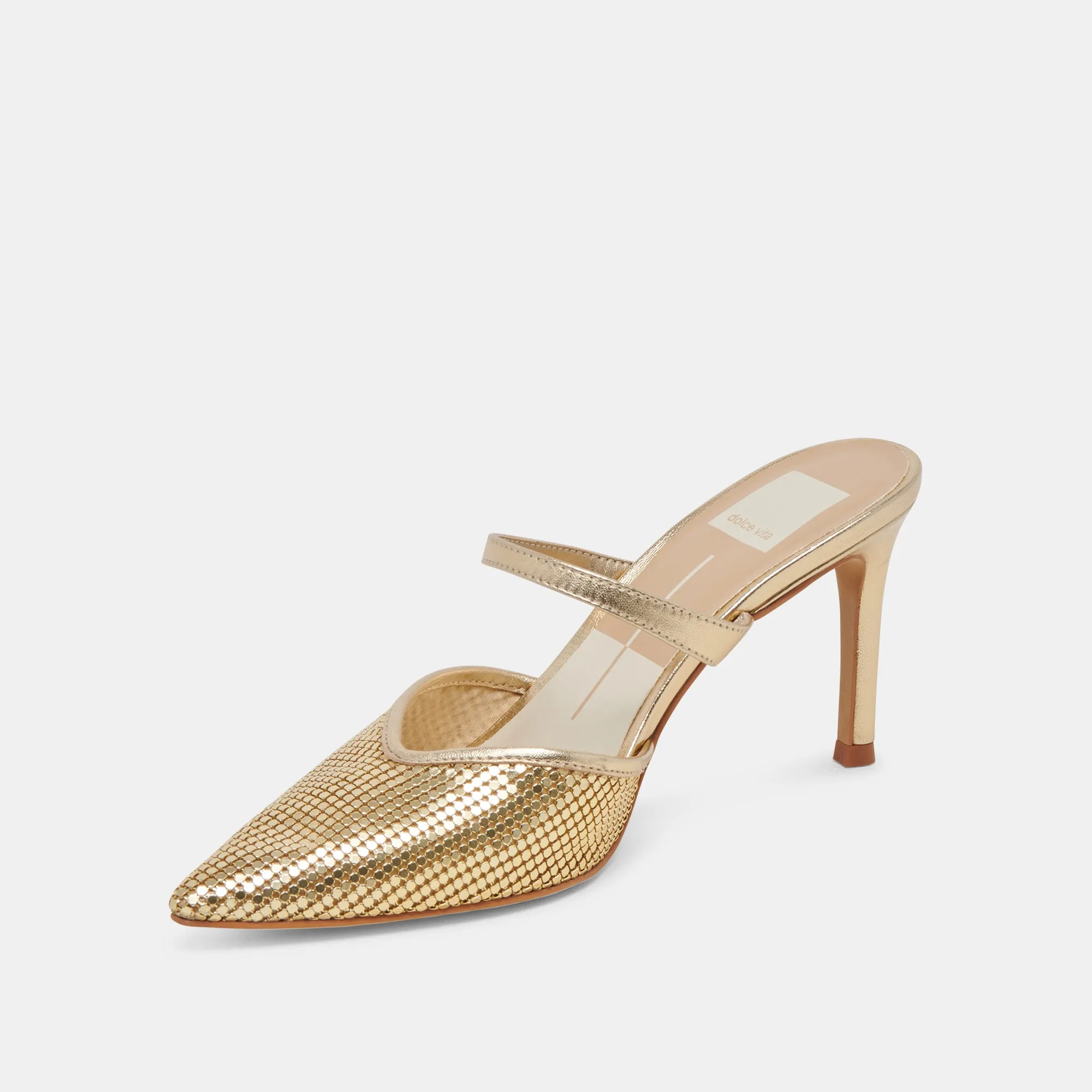 KANIKA MESH HEELS GOLD METALLIC MESH