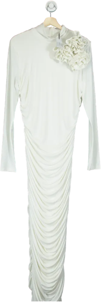 Karen Millen White Ruched Long-Sleeve Dress UK L