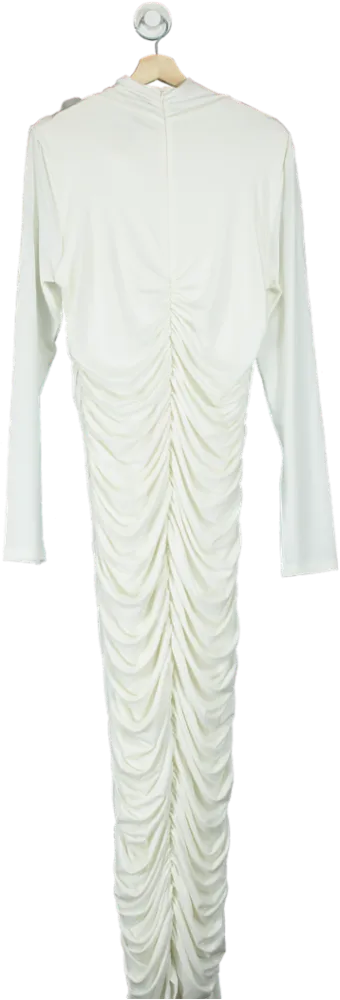 Karen Millen White Ruched Long-Sleeve Dress UK L