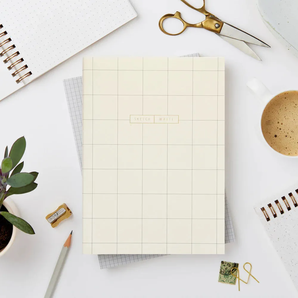 Katie Leamon Wiro Cream Grid Notebook - Blank and Dot Grid