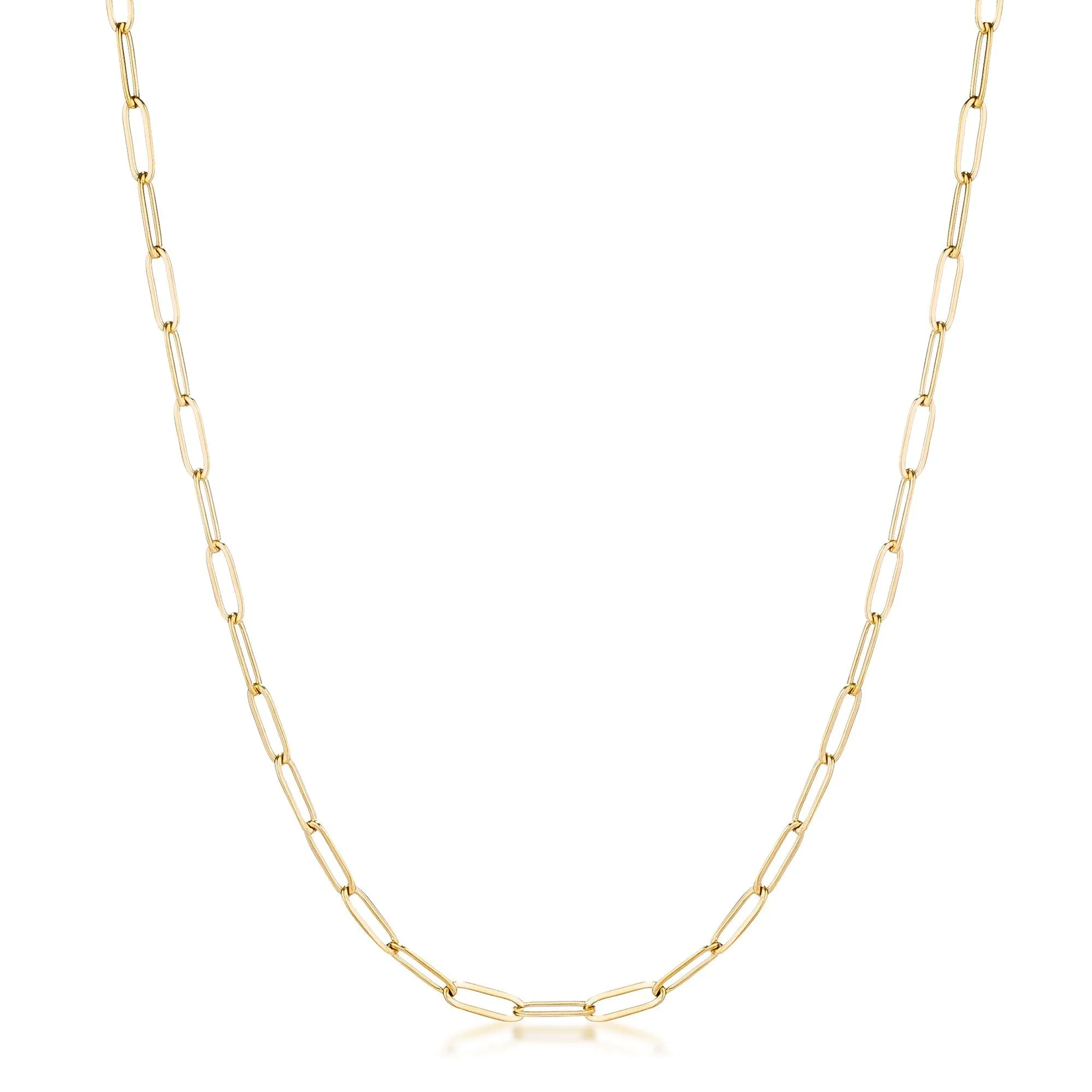 Kaylee 16" Gold Medium Paperv Clip Chain Linked Necklace