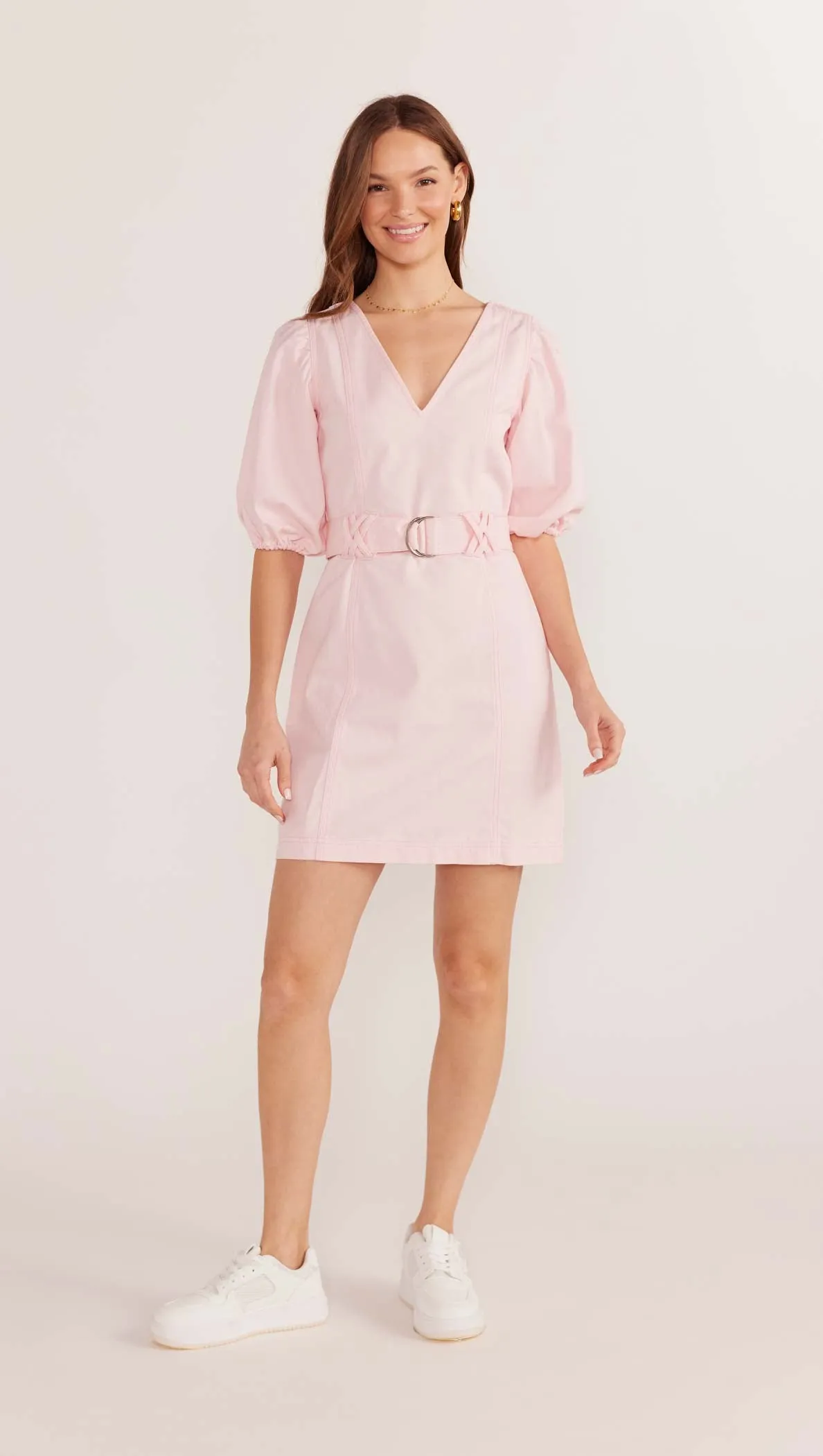 Kiko Drill Mini Dress | Bright Pink