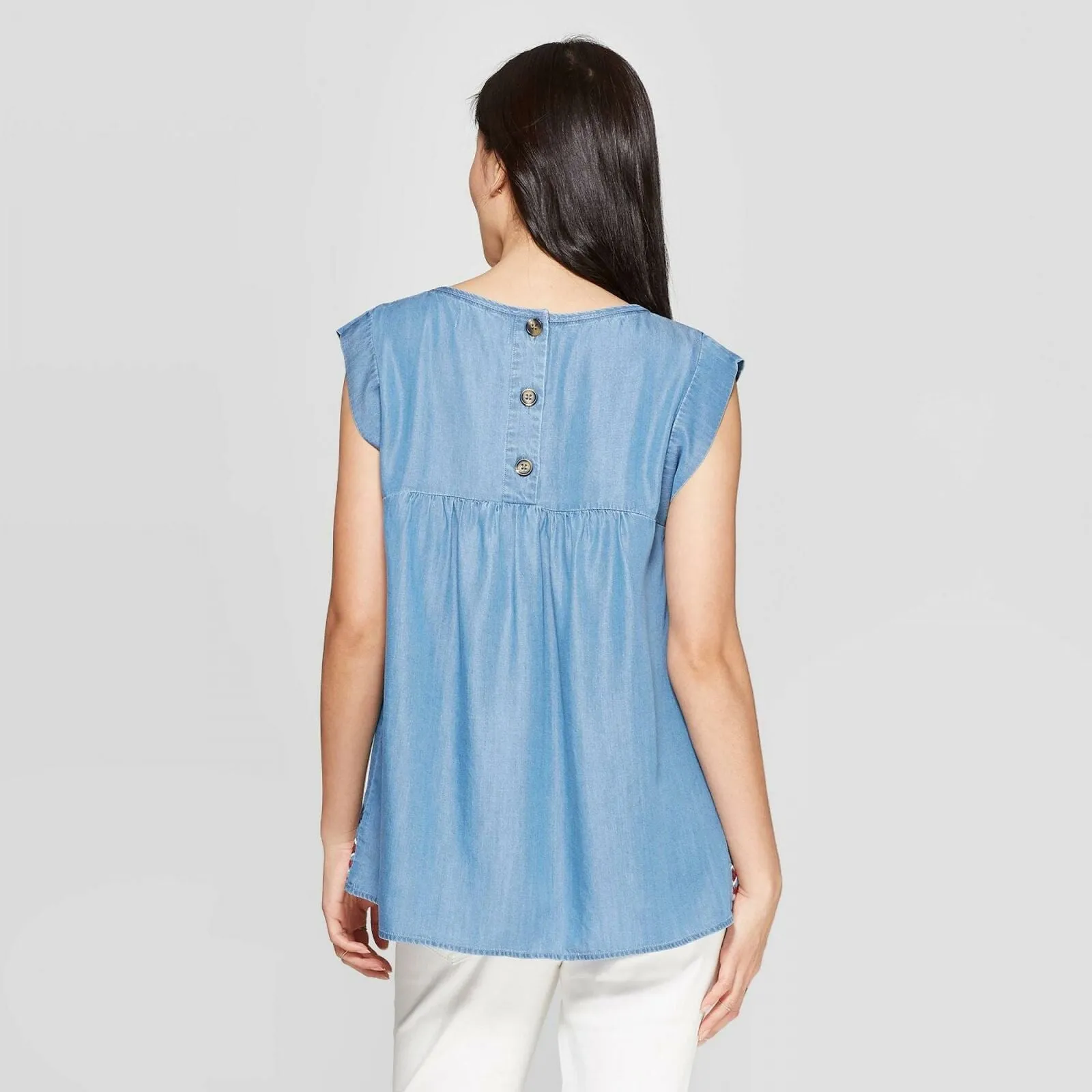 Knox Rose Women's Short Sleeve Scoop Neck Top With Embroidery