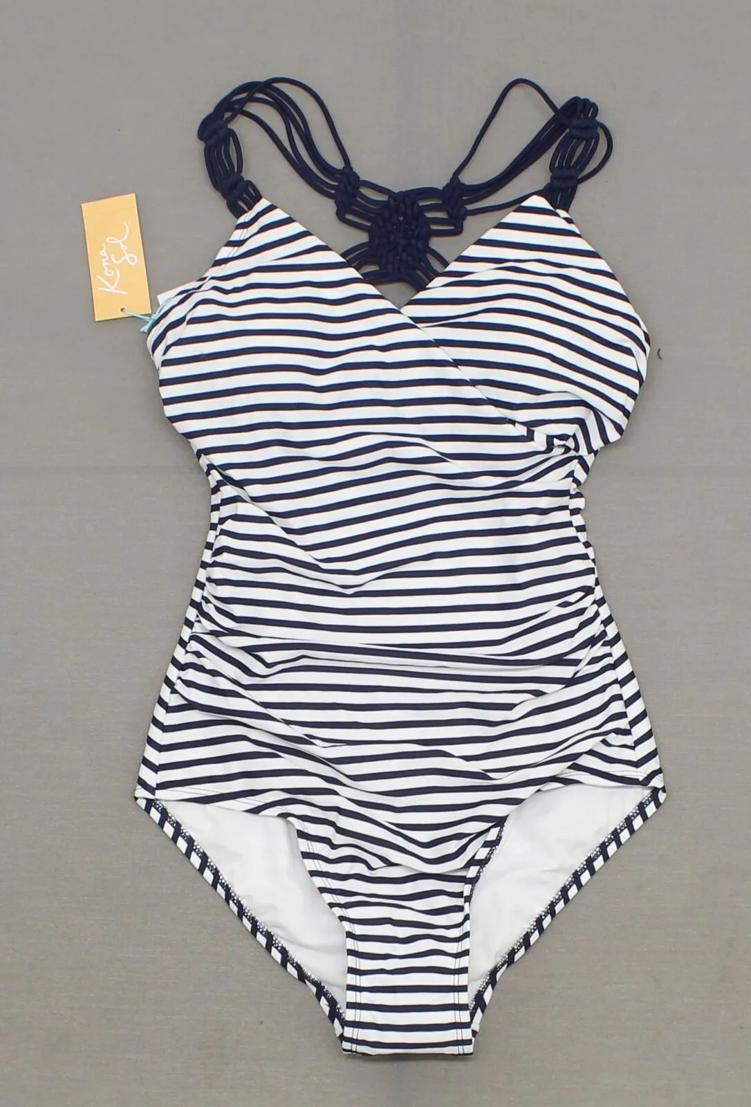 Kona Sol Women's Shirred Macrame Strap One Piece Swimsuit