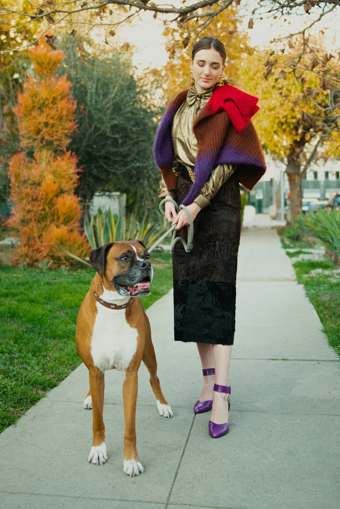Lamb Fur Midi Pencil Skirt