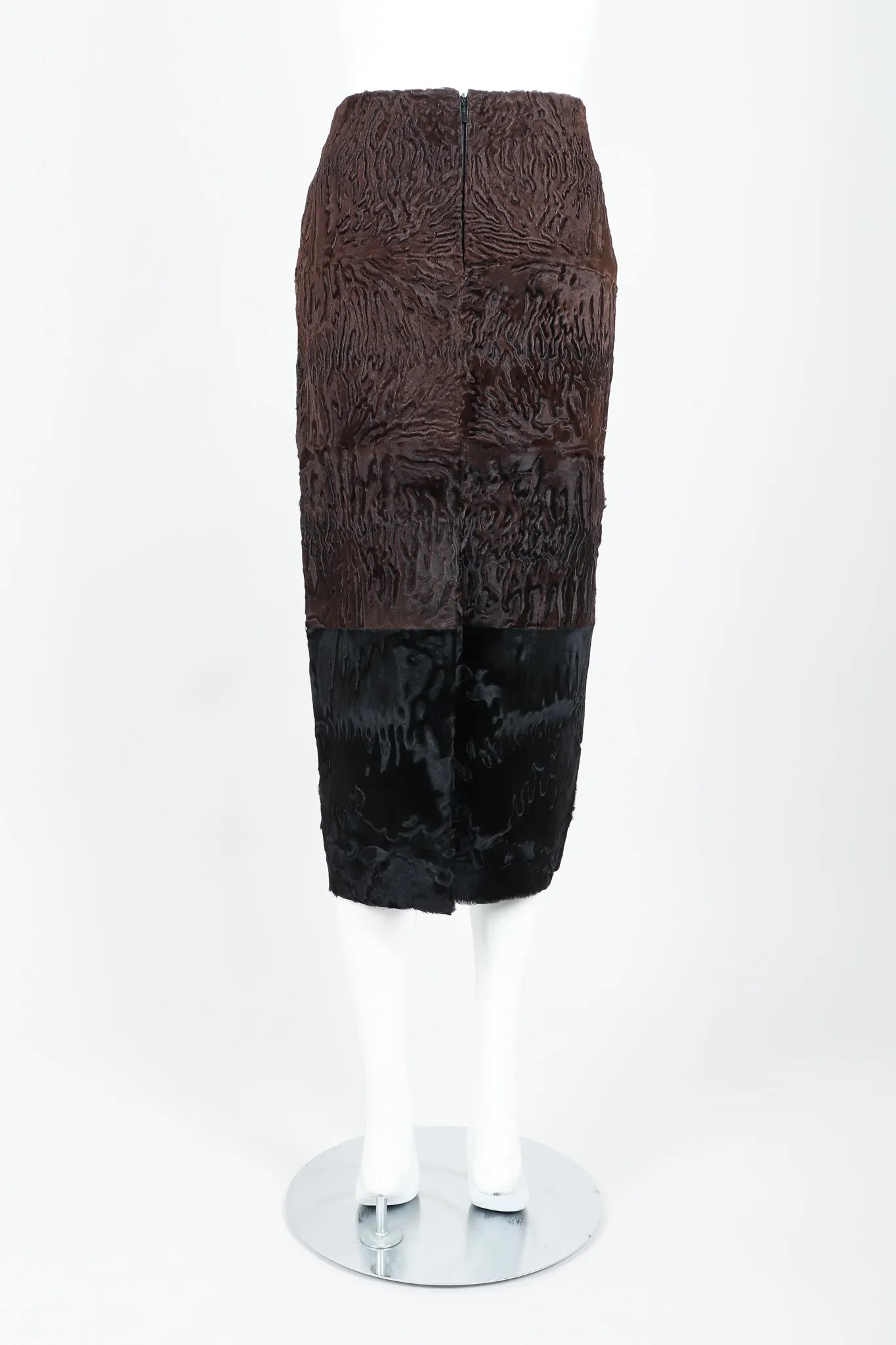 Lamb Fur Midi Pencil Skirt