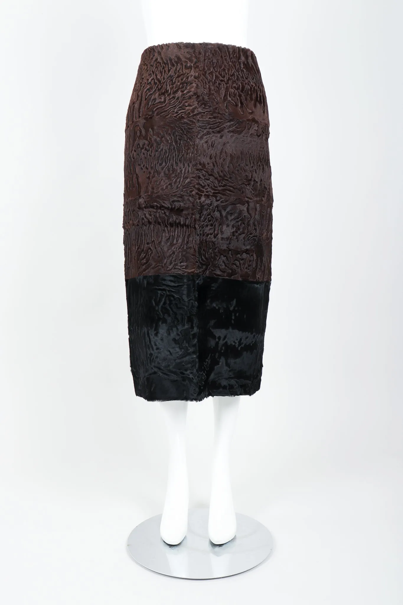 Lamb Fur Midi Pencil Skirt