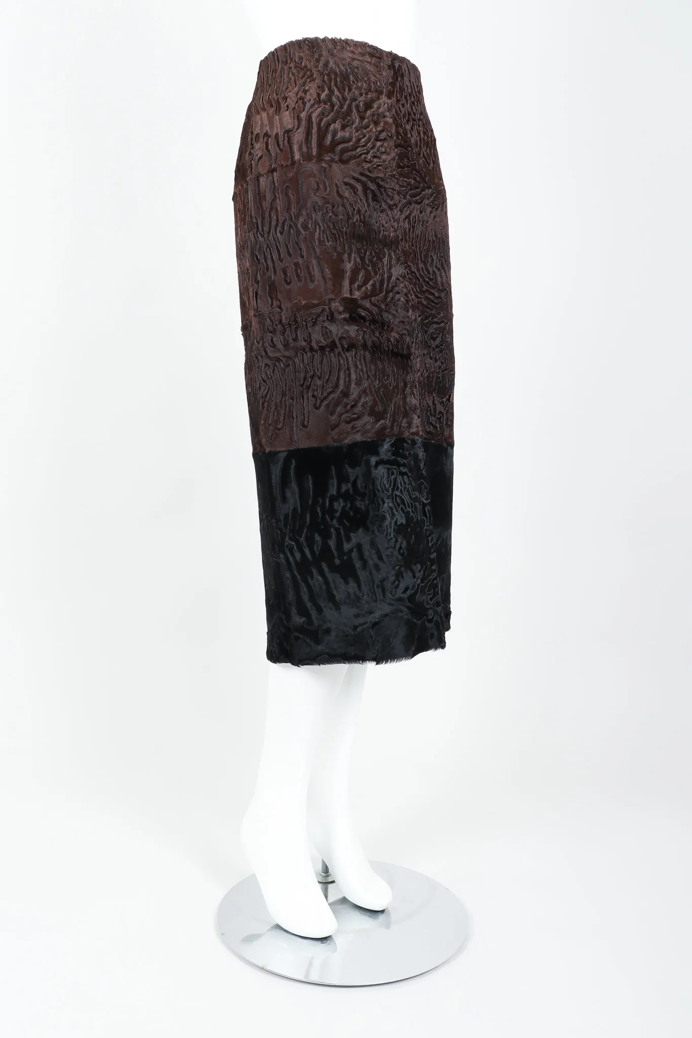 Lamb Fur Midi Pencil Skirt