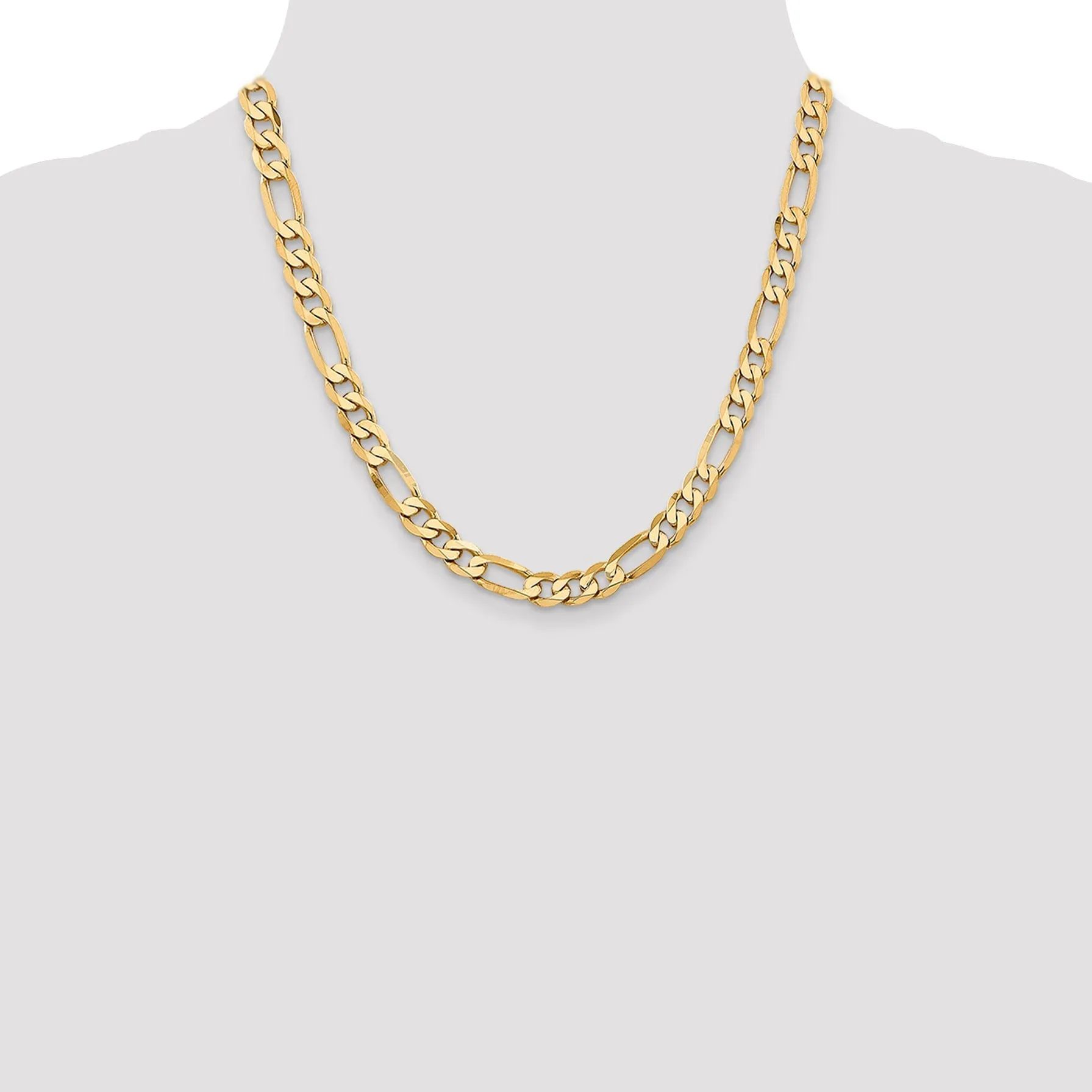 Leslie 14k Yellow Gold 7.5mm Flat Figaro Chain