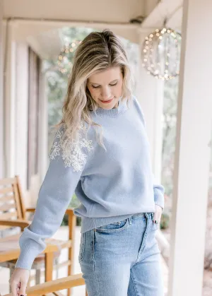 Light Blue Embroidered Sweater