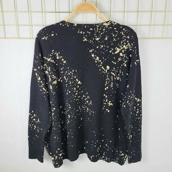 Lisa Todd Cotton Cashmere Art Attack Paint Splatter Printed Sweater