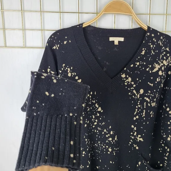Lisa Todd Cotton Cashmere Art Attack Paint Splatter Printed Sweater