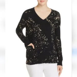 Lisa Todd Cotton Cashmere Art Attack Paint Splatter Printed Sweater