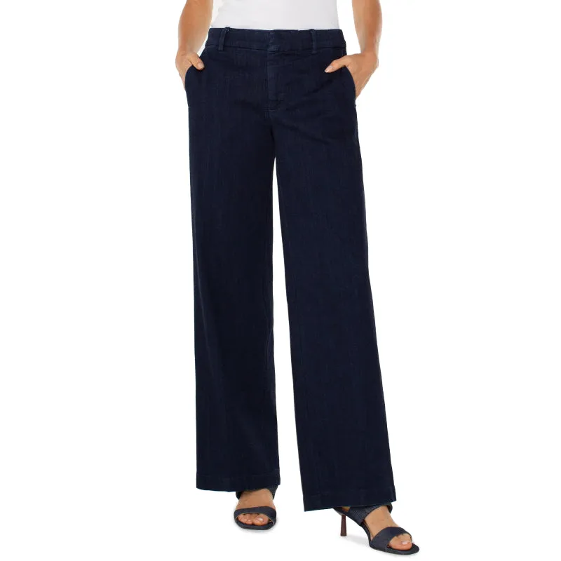 Liverpool Kelsey Trouser Wide Leg - Indigo Rinse