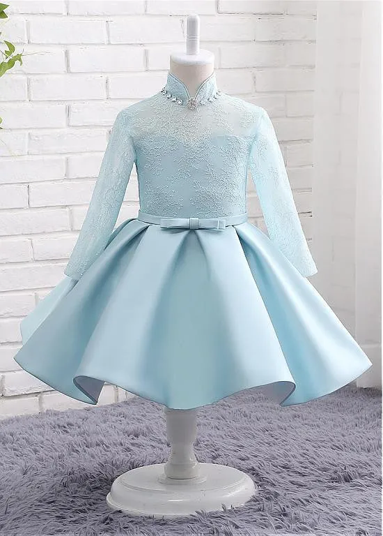 Long Sleeves Flower Girl Dresses With Beadings