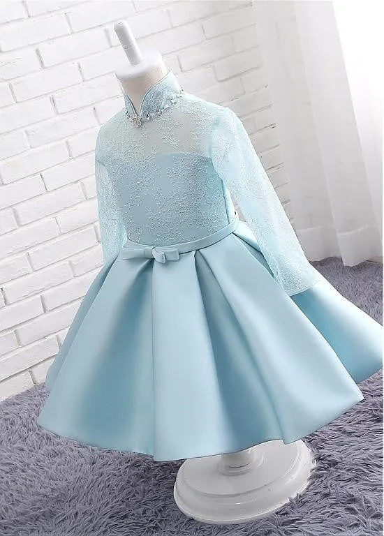 Long Sleeves Flower Girl Dresses With Beadings