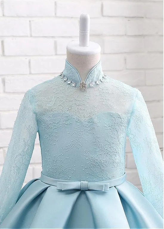 Long Sleeves Flower Girl Dresses With Beadings