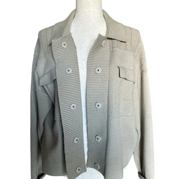 Maeve by Anthropologie Knit Sweater Cardigan Jacket - Neutral Beige, Size Medium