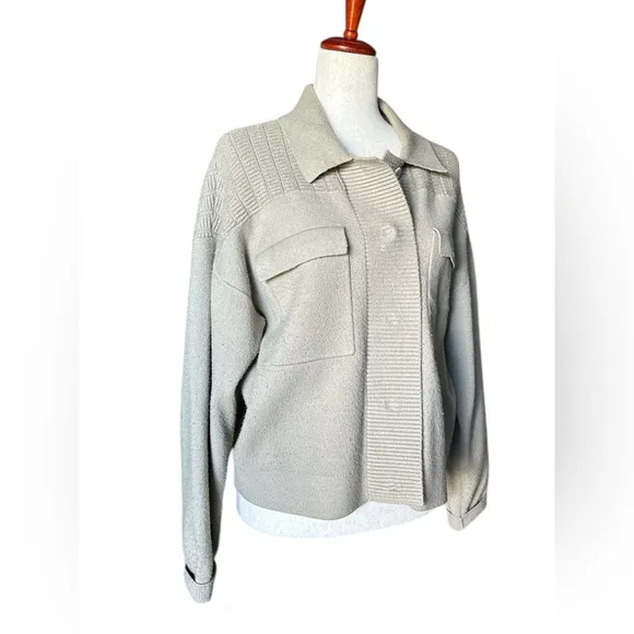 Maeve by Anthropologie Knit Sweater Cardigan Jacket - Neutral Beige, Size Medium