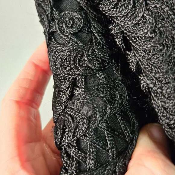 Maje Women's M Jazzy Textured Lace Structured Mini Skirt Black