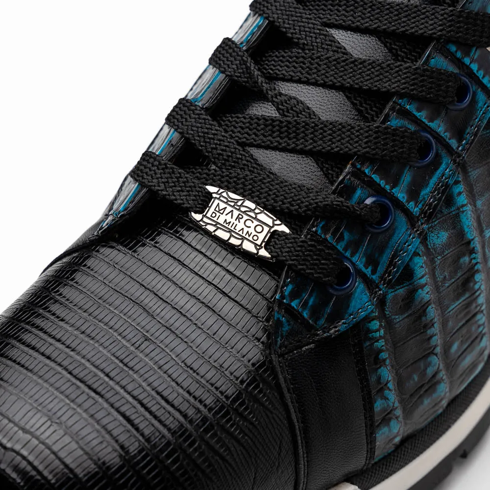 Marco Di Milano Portici Navy Men's Exotic Lizard / Crocodile Casual Sneakers