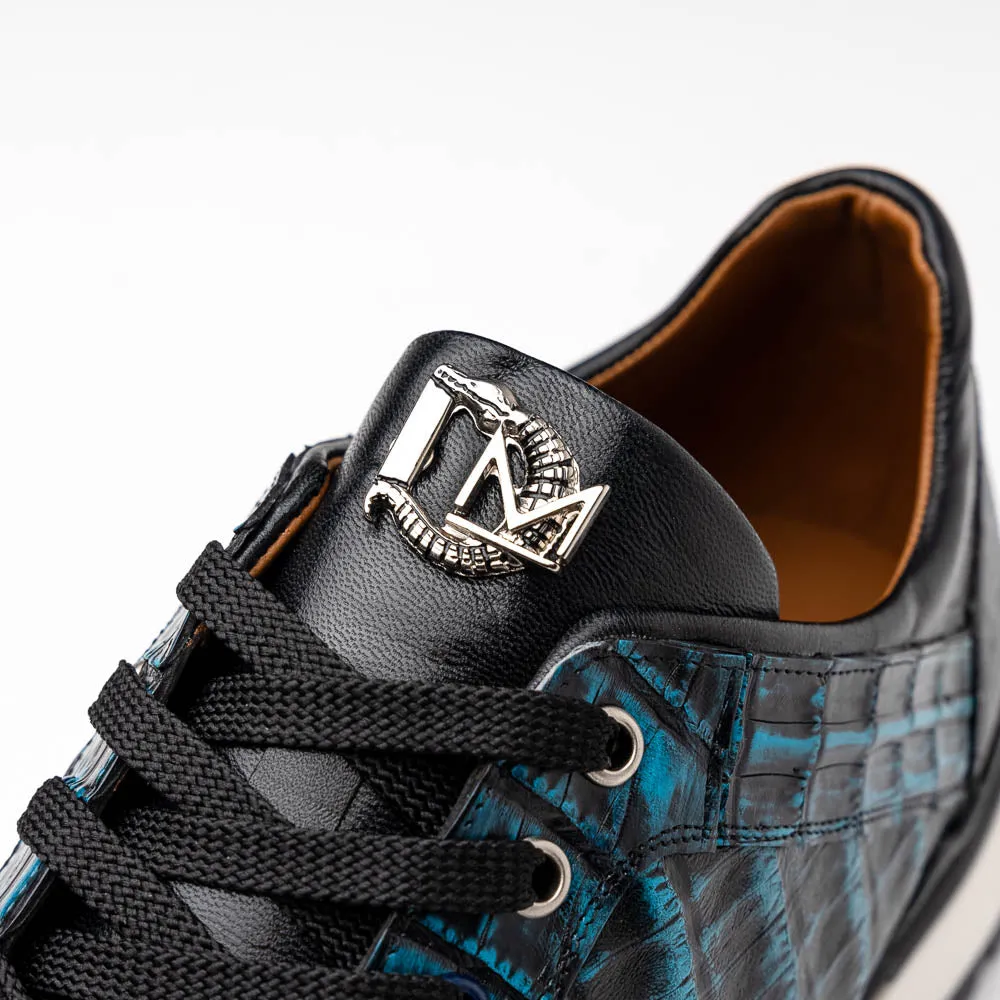 Marco Di Milano Portici Navy Men's Exotic Lizard / Crocodile Casual Sneakers