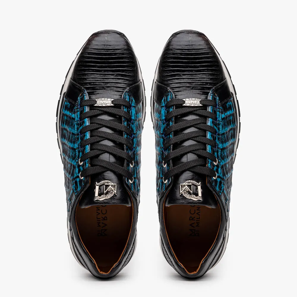 Marco Di Milano Portici Navy Men's Exotic Lizard / Crocodile Casual Sneakers