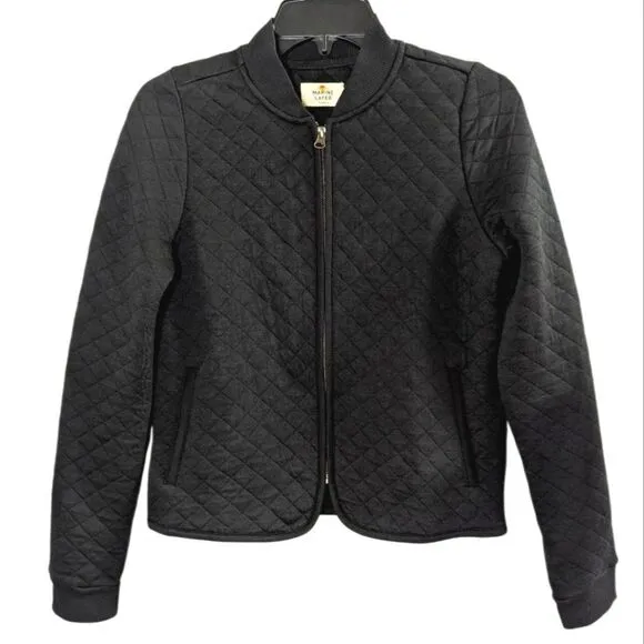 Marine Layer Corbet Black Soft Quilted Zip Front Bomber Jacket XS