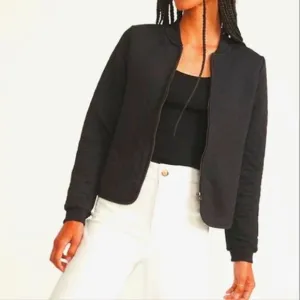 Marine Layer Corbet Black Soft Quilted Zip Front Bomber Jacket XS
