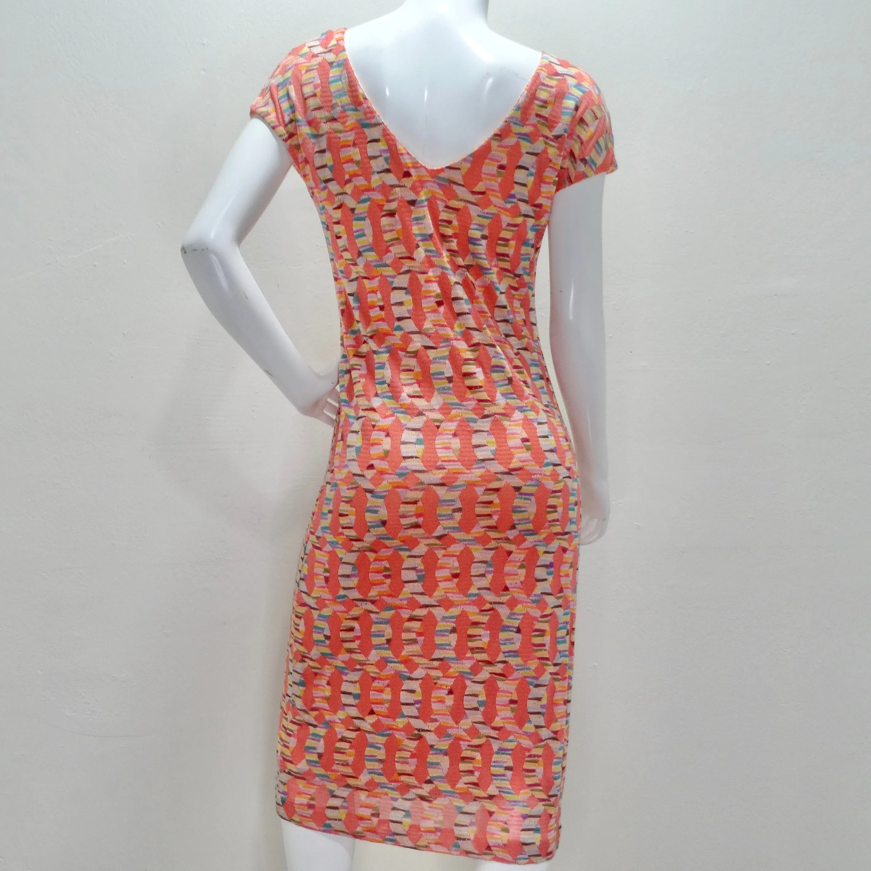 Missoni 1990s Multicolor Knit Keyhole Tie Dress