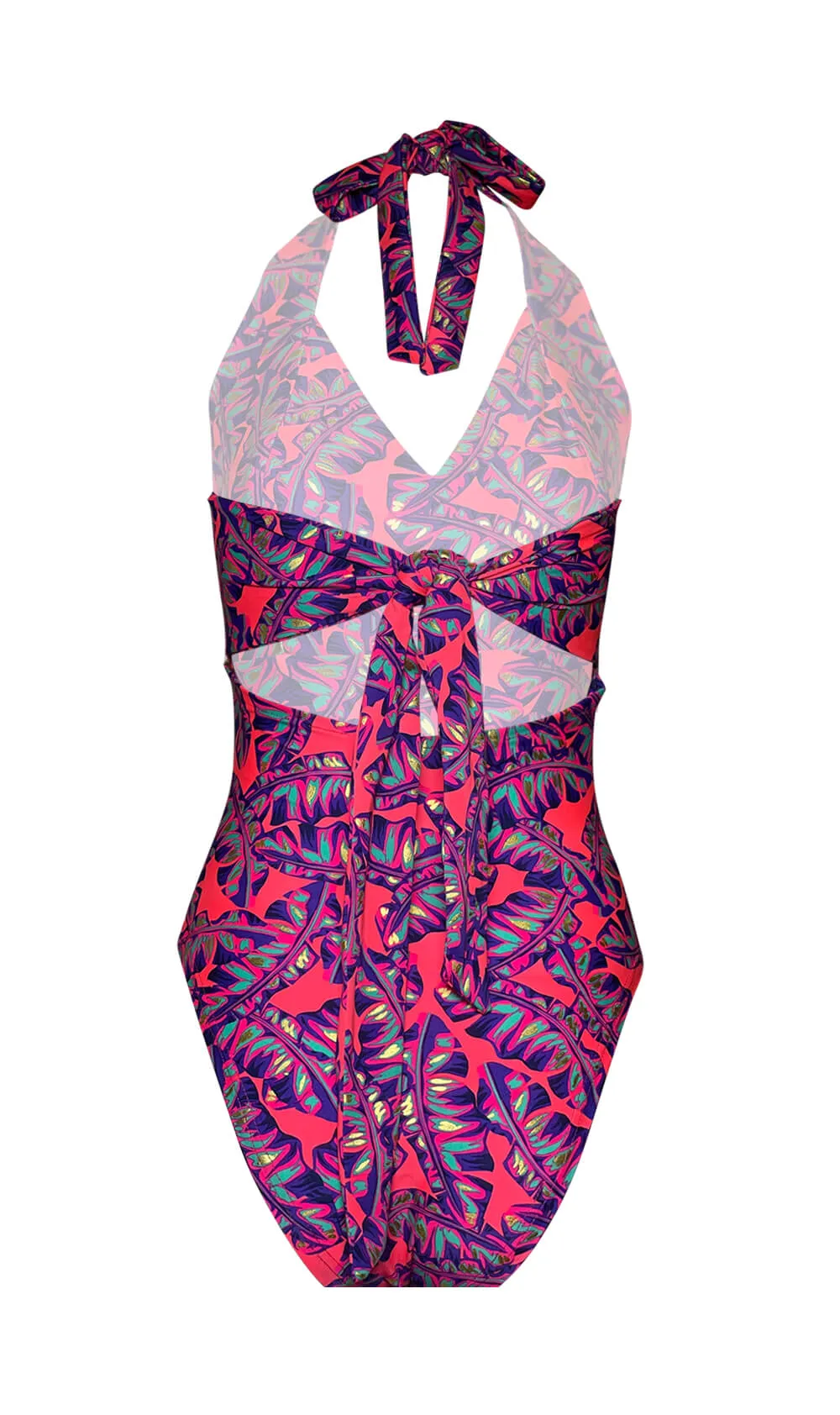 Multi-Colored Leaf Print Sleeveless Bodysuit