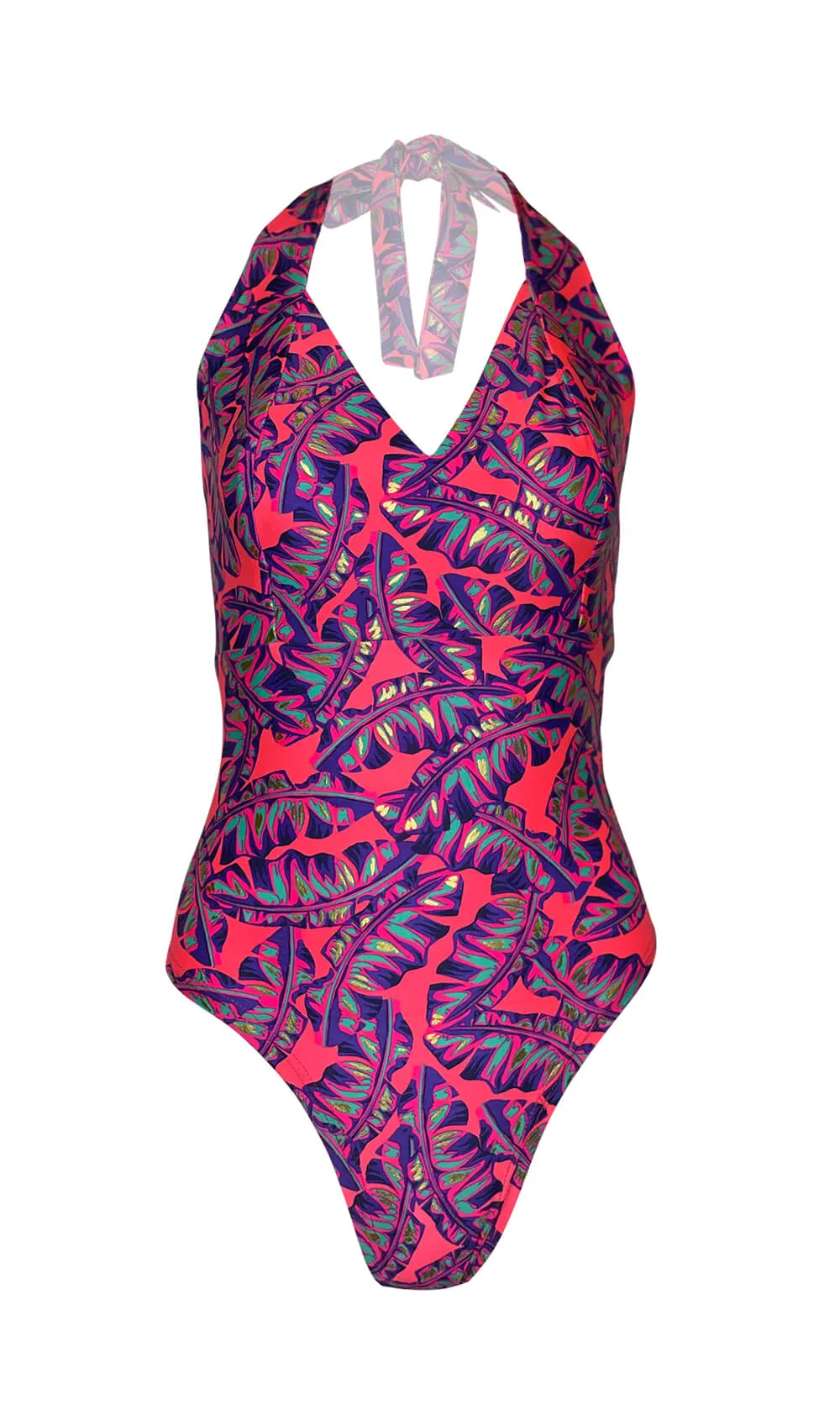 Multi-Colored Leaf Print Sleeveless Bodysuit